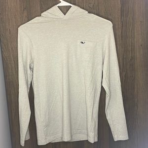 Youth Medium gray vineyard vines hooded long sleeve with navy logo